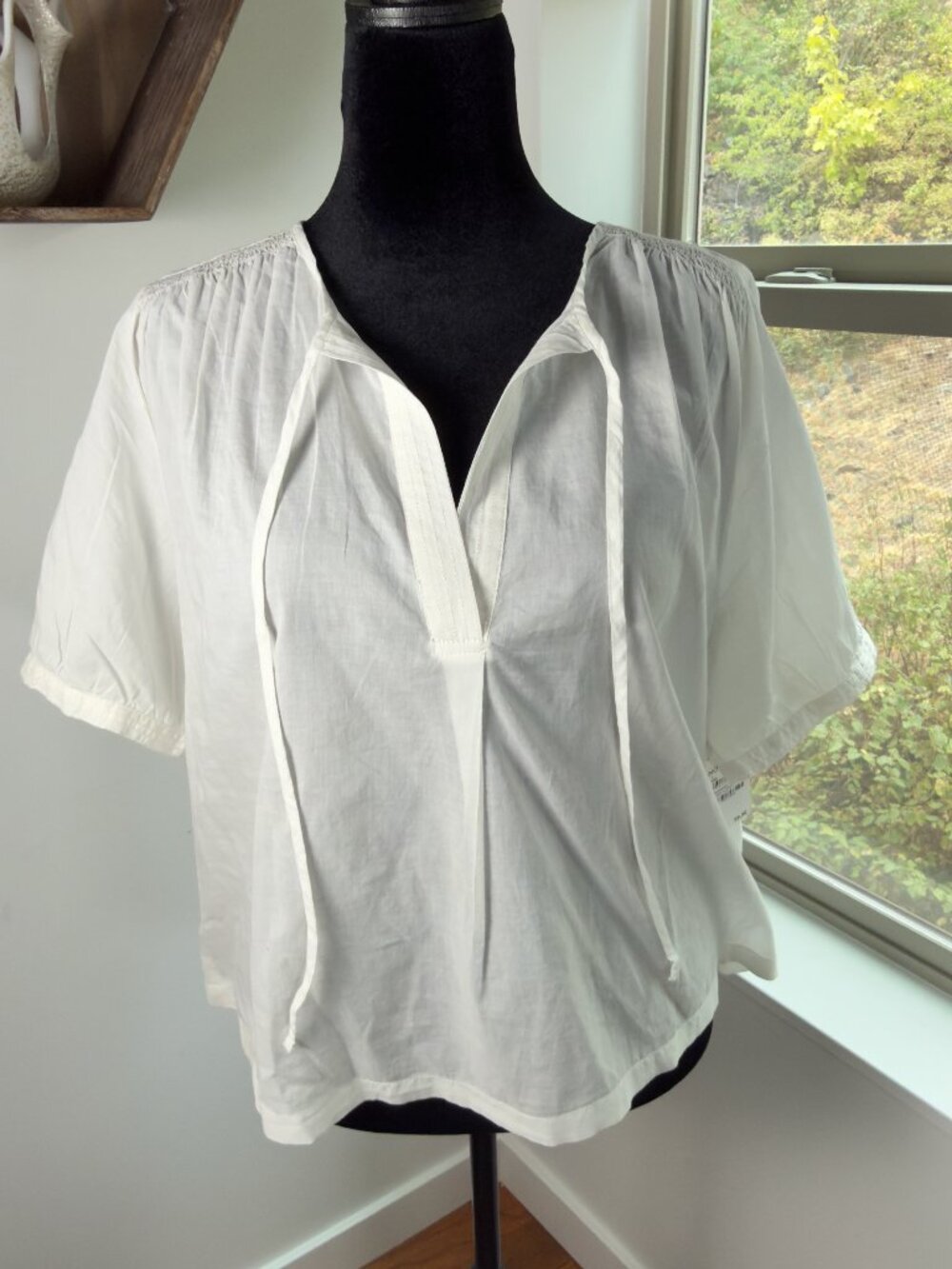 White Cotton Tie Front Top - NWT